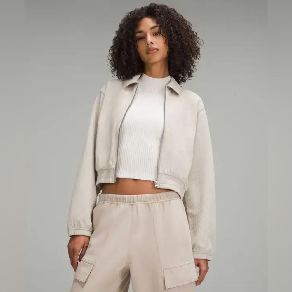 Lululemon Bubble Knit Zip Up Bomber Jacket - Mojave Tan
